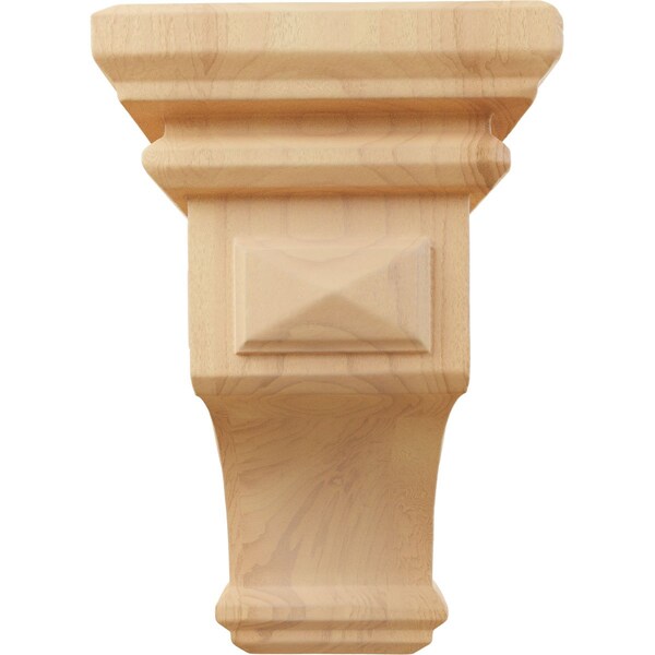 Ekena Millwork 3 1/2"W x 3 3/4"D x 6"H Mini Woodruff Wood Corbel, Red Oak - CORW03X03X06WFRO