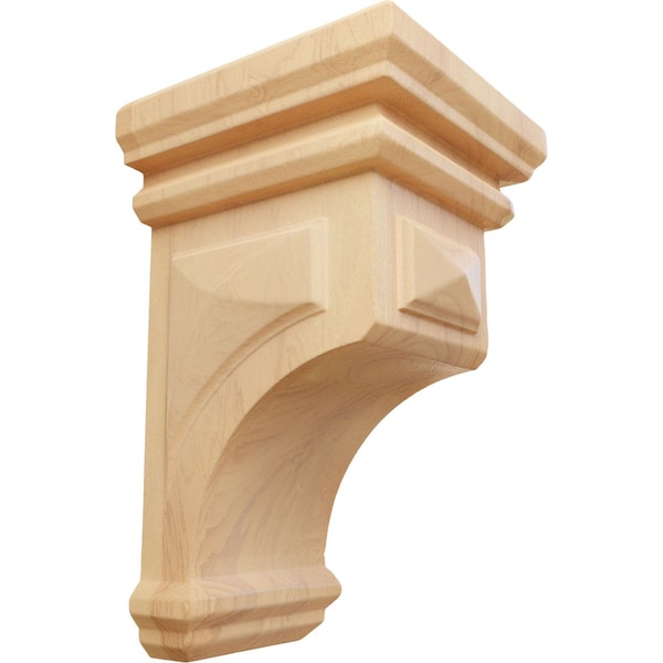 Ekena Millwork 3 1/2"W x 3 3/4"D x 6"H Mini Woodruff Wood Corbel, Red Oak - CORW03X03X06WFRO