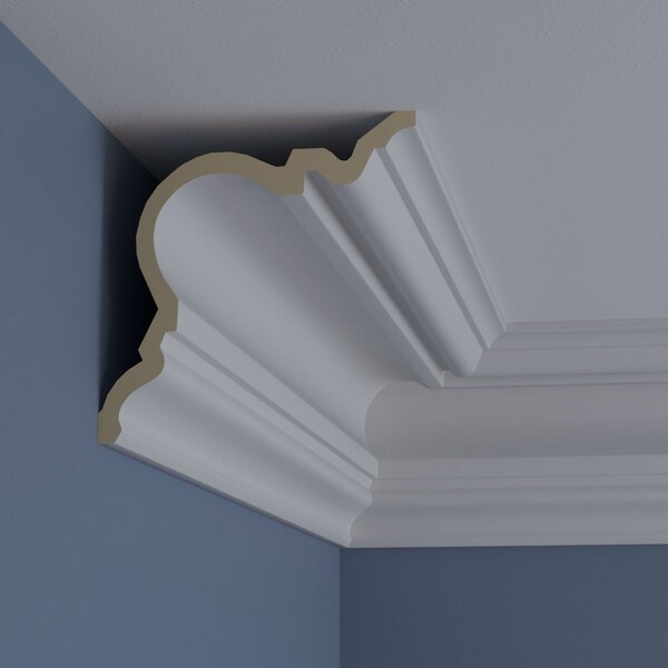 Ekena Millwork 7 1/4"H x 7 1/8"P x 9 7/8"F x 94 1/2"L, Devon Smooth Crown Moulding - MLD07X07X09DE