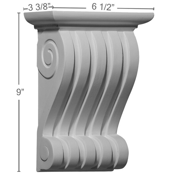 Ekena Millwork 6 1/2"W x 3 3/8"D x 9"H Leandros Corbel - COR06X03X09LN