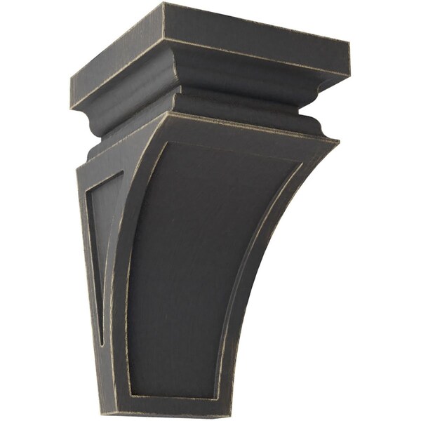 Ekena Millwork 3 1/2"W x 3 3/4"D x 6"H Mini Nevio Wood Vintage Decor Corbel, Black - CORWD03X03X06NEBL