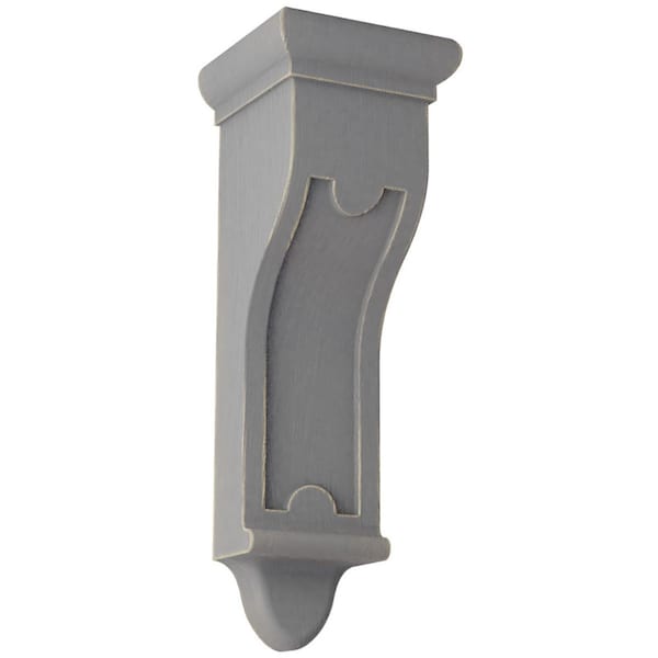 Ekena Millwork 4"W x 4"D x 12"H Arts and Crafts Wood Vintage Decor Corbel, Pebble Grey - CORWD04X04X12ARPG