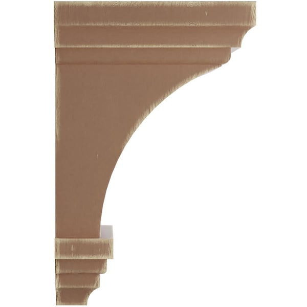 Ekena Millwork 3 1/2"W x 3 3/4"D x 6"H Mini Jefferson Wood Vintage Decor Corbel, Weathered Brown - CORWD03X03X06JEBR