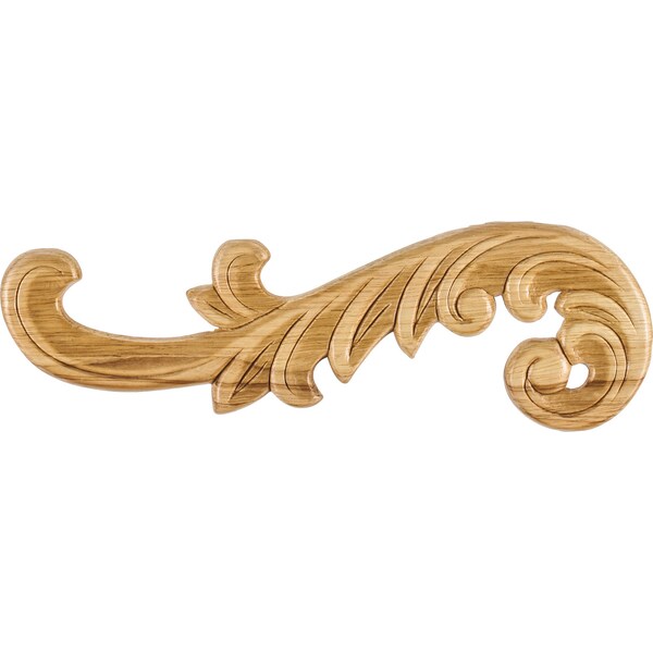 Hardware Resources 10-1/2" Wx5/16"Dx3-1/4"H Left Curved Pressed Rubberwood Acanthus Appliqué - PAPL-05-LRW