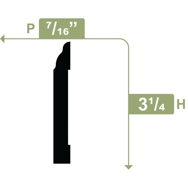Ekena Millwork LWM623 - 3 1/4"H x 1/2"P x 96"L Base Moulding, PVC - LWM623X96SWPV