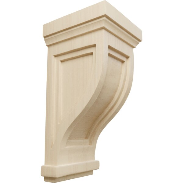 Ekena Millwork 4 3/4"W x 5"D x 10"H Traditional Recessed Corbel, Rubberwood - COR04X05X10TRRW