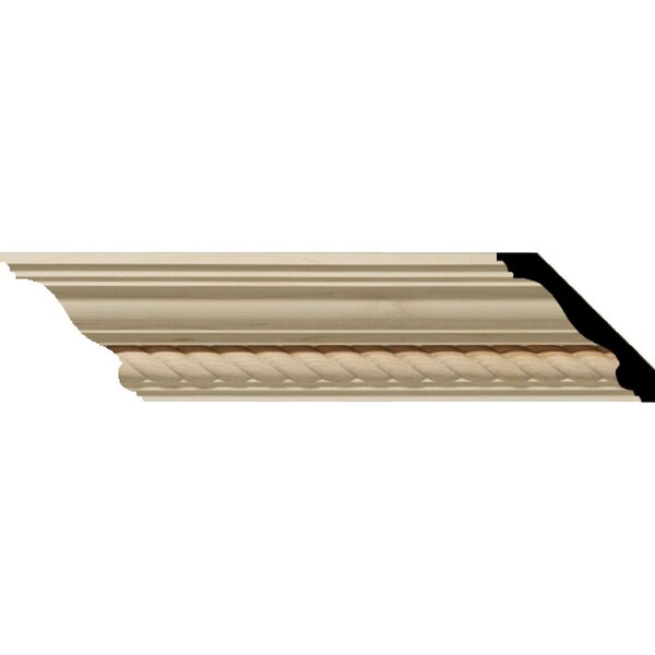 Ekena Millwork 2 1/4"H x 2 3/8"P x 3 1/4"F x 94 1/2"L Andrea Rope Carved Wood Crown Moulding, Alder - MLD02X02X03ADAL