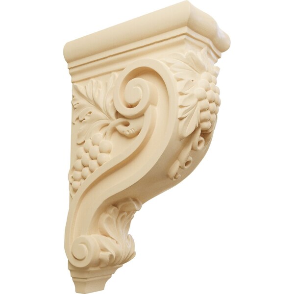Ekena Millwork 4 1/4"W x 8"D x 13 1/4"H Devon Grapes & Vines Corbel, Maple - COR04X08X13DEMA