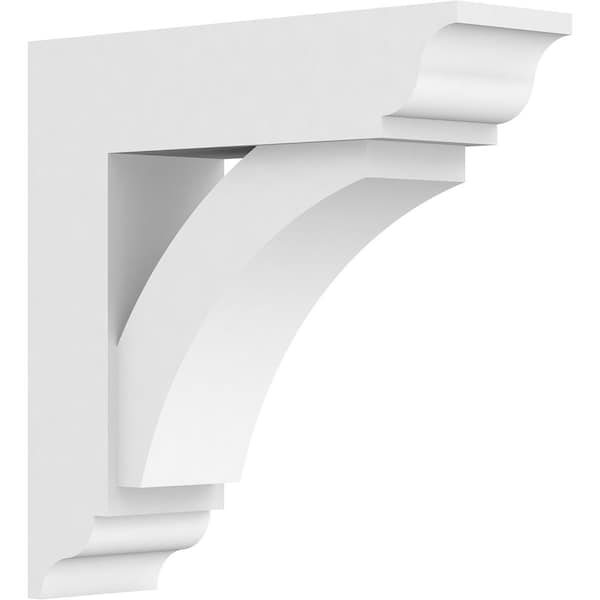 Ekena Millwork Standard Thorton Architectural Grade PVC Bracket with Traditional Ends, 3"W x 12"D x 12"H - BKTP03X12X12THR01