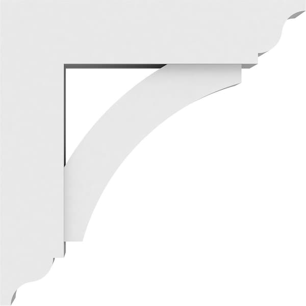 Ekena Millwork Standard Thorton Architectural Grade PVC Bracket with Traditional Ends, 3"W x 12"D x 12"H - BKTP03X12X12THR01