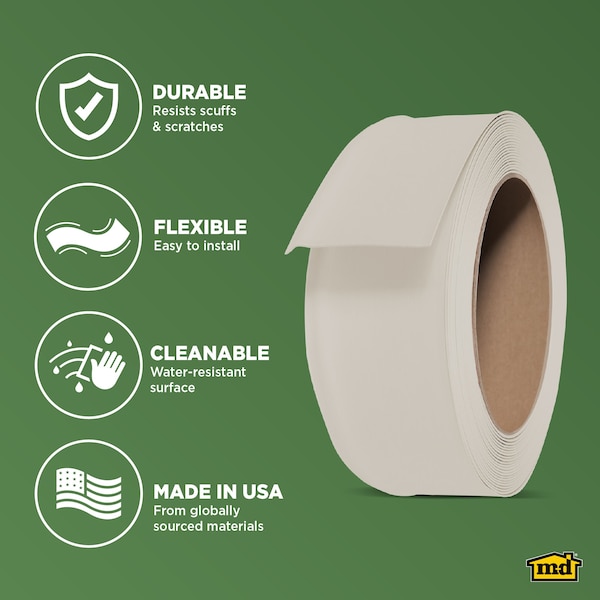 Zoro Select Wall Base Molding, PVC Vinyl, Almond, 720 in L, 4 in H - 2RRW8