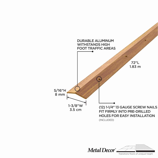 M-D Building Products Aluminum, Oak, 72 in L, 1.375 in W - 40122