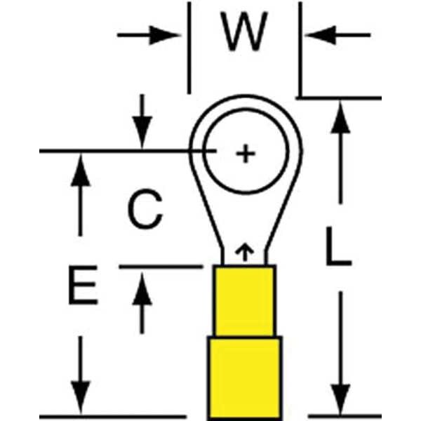 Terminal de anillo de nailon de 26-24 AWG para perno #6, paquete de 1000 - MN24-6RK