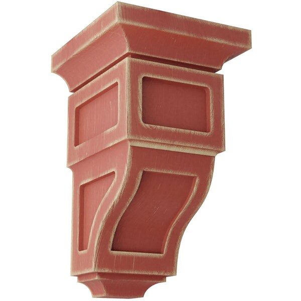Ekena Millwork 3 1/2"W x 3 3/4"D x 6"H Mini Reyes Wood Vintage Decor Corbel, Salvage Red - CORWD03X03X06RYRD