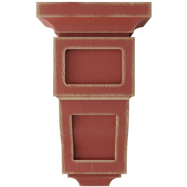 Ekena Millwork 3 1/2"W x 3 3/4"D x 6"H Mini Reyes Wood Vintage Decor Corbel, Salvage Red - CORWD03X03X06RYRD