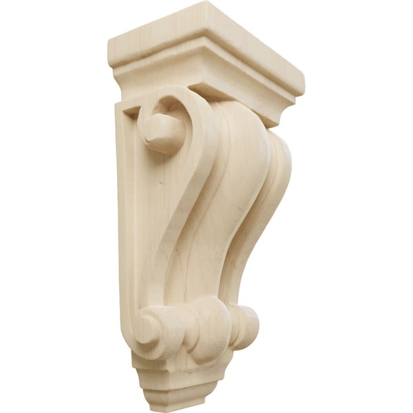 Ekena Millwork 4"W x 2 1/2"D x 7 1/2"H Cole Pilaster Wood Corbel, Rubberwood - CORW04X02X07CORW