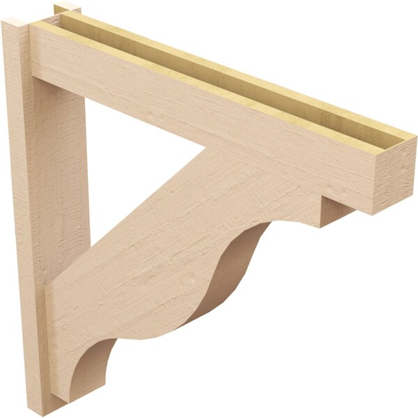 Ekena Millwork 6-in W x 34-in D x 34-in H Funston Block Rough Cedar Woodgrain TimberThane Outlooker, Primed Tan - OUTUR060X34X34FST44RCPR
