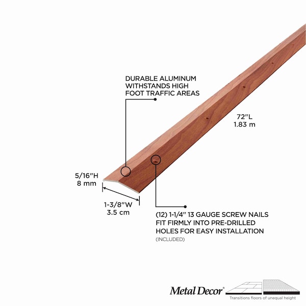 M-D Building Products Aluminum, Cherry, 72 in L, 1.375 in W - 40126