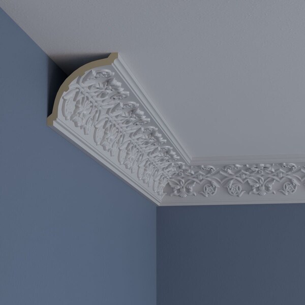 Ekena Millwork 3 1/2"H x 3 1/2"P x 5"F x 94 1/2"L, (6 3/8" Repeat), Rose Crown Moulding - MLD03X03X05RO