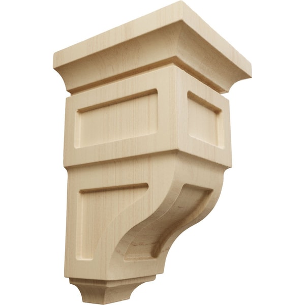 Ekena Millwork 3 1/2"W x 3 3/4"D x 6"H Mini Reyes Wood Corbel, Rubberwood - CORW03X03X06RYRW
