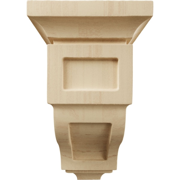 Ekena Millwork 3 1/2"W x 3 3/4"D x 6"H Mini Reyes Wood Corbel, Rubberwood - CORW03X03X06RYRW