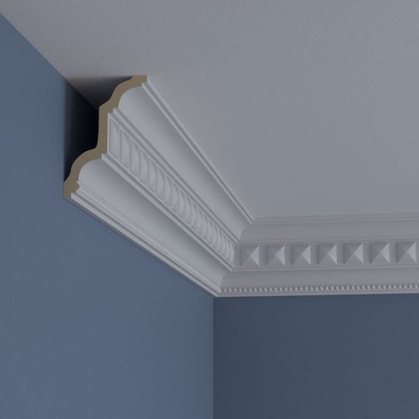 Ekena Millwork 4 3/8"H x 3"P x 5 1/8"F x 94 1/2"L, (1 5/8" Repeat), Swindon Egg and Dart Crown Moulding - MLD04X03X05SW