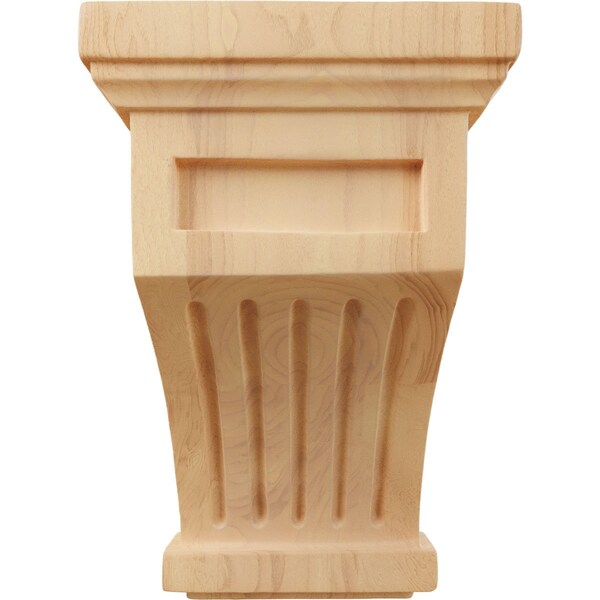 Ekena Millwork 4 1/4"W x 4 1/4"D x 7"H Fluted Corbel, Red Oak - COR04X04X07FLRO