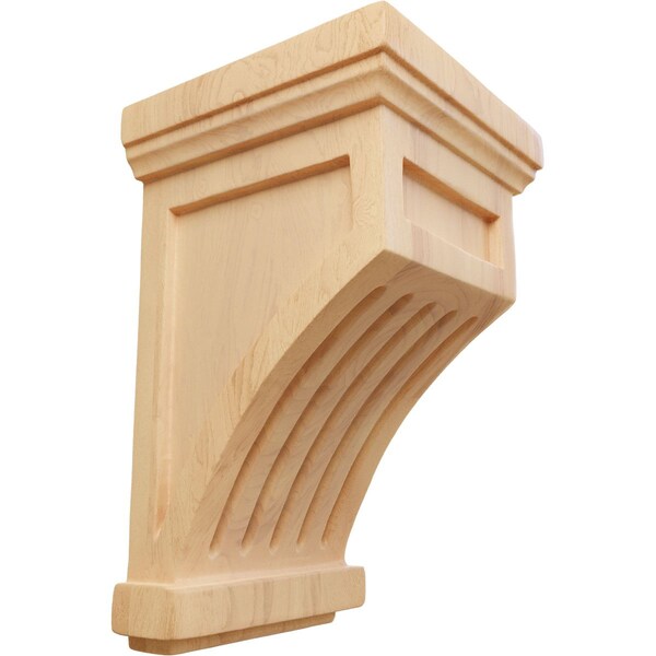 Ekena Millwork 4 1/4"W x 4 1/4"D x 7"H Fluted Corbel, Red Oak - COR04X04X07FLRO