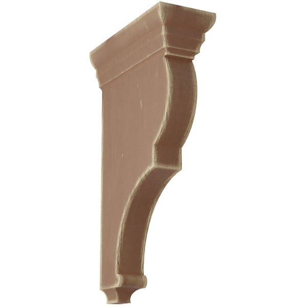 Ekena Millwork 3 1/2"W x 7 1/2"D x 14"H Extra Large Rojas Wood Vintage Decor Corbel, Weathered Brown - CORWD03X07X14RJBR