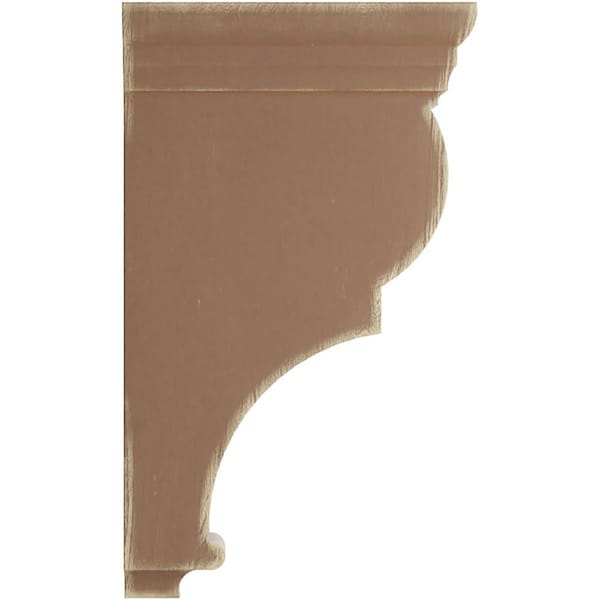 Ekena Millwork 3 1/2"W x 7 1/2"D x 14"H Extra Large Rojas Wood Vintage Decor Corbel, Weathered Brown - CORWD03X07X14RJBR