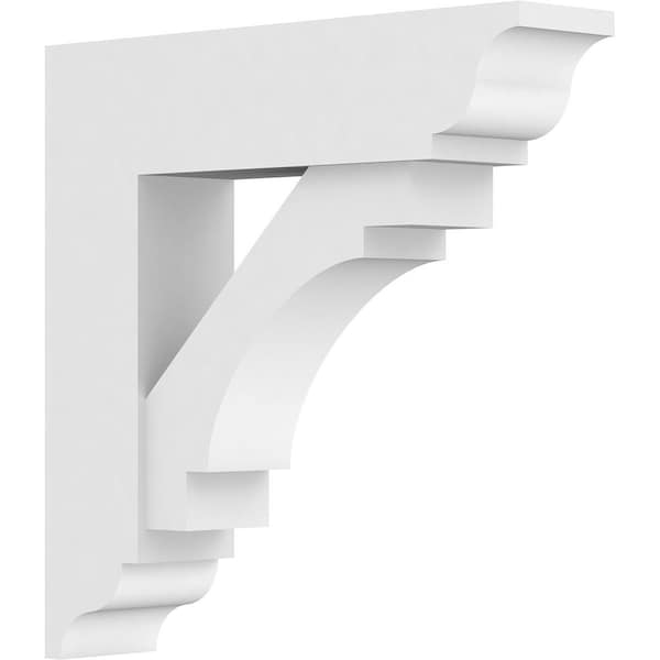 Ekena Millwork Standard Merced Architectural Grade PVC Bracket with Traditional Ends, 3"W x 16"D x 16"H - BKTP03X16X16MRC01