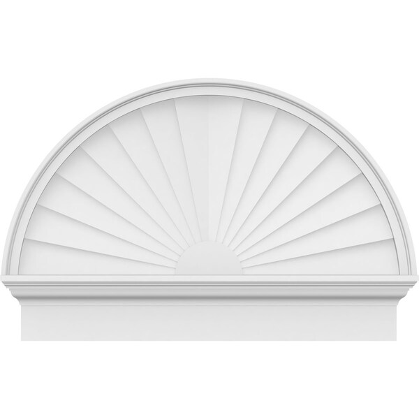 Ekena Millwork Half Round Sunburst Architectural Grade PVC Combination Pediment, 34"W x 23-3/4"H x 2-3/4"P - PEDPC034X240HRO01