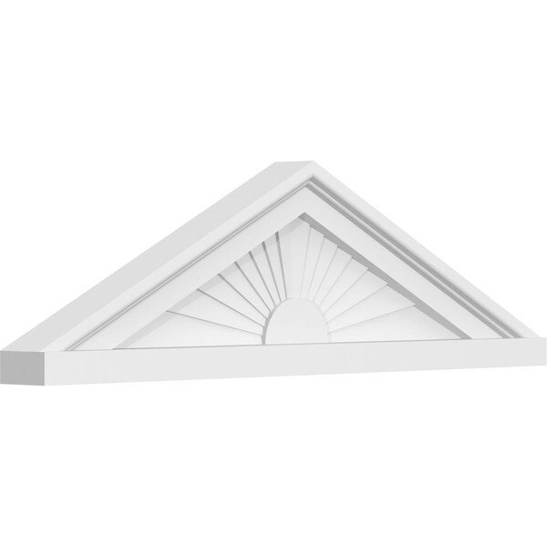 Ekena Millwork Peaked Cap Sunburst Architectural Grade PVC Pediment, 24"W x 7"H x 2"P (Pitch 6/12) - PEDPS024X070PKC01
