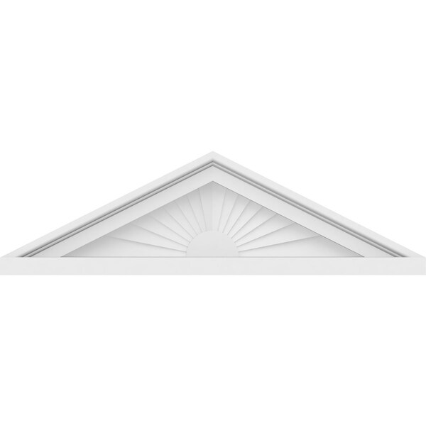 Ekena Millwork Peaked Cap Sunburst Architectural Grade PVC Pediment, 24"W x 7"H x 2"P (Pitch 6/12) - PEDPS024X070PKC01