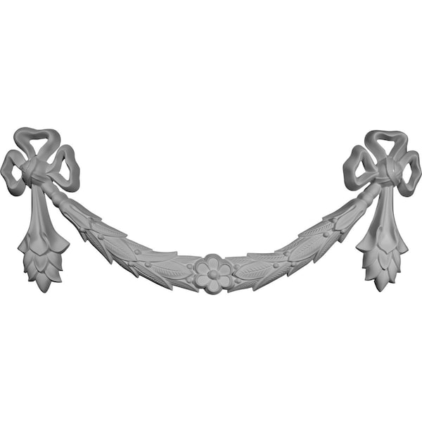 Ekena Millwork 23 5/8"W x 10 1/4"H x 1 3/8"P Dublin Swag with Ribbons Onlay - ONL24X10X01DU