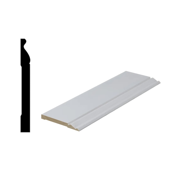 Reso Radiata pine, White, 96 in L, 0.68 in H, 5.25 in W, Primed - RMB-688-96-5