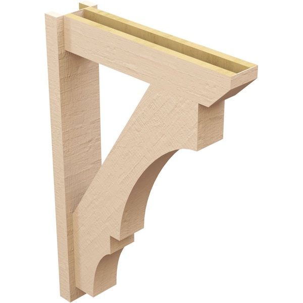 Ekena Millwork 6-in W x 26-in D x 38-in H Balboa Slat Rough Cedar Woodgrain TimberThane Outlooker, Primed Tan - OUTUR060X26X38BOA24RCPR