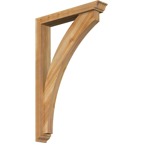 Ekena Millwork Thorton Traditional Rough Sawn Bracket w/ Offset Brace, Western Red Cedar, 4"W x 22"D x 34"H - BKT0402X22X34THR01RWR