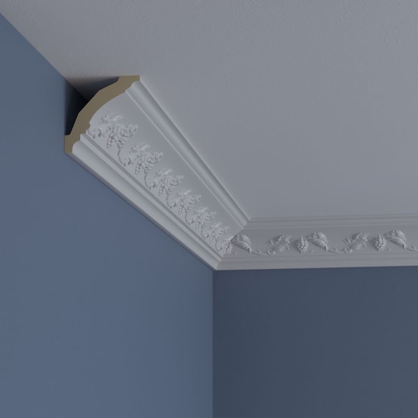 Ekena Millwork 2 3/4"H x 2 3/4"P x 3 7/8"F x 94 1/2"L Grapevine Crown Moulding - MLD03X03X04GV