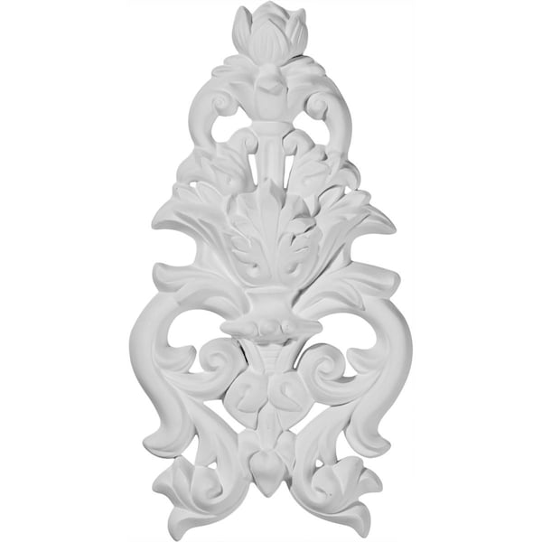Ekena Millwork 4 7/8"W x 9 1/2"H x 1"P Dauphine Flower and Leaves Drop Onlay - ONL04X09X01DA