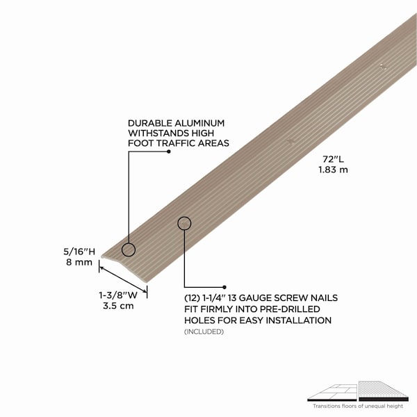 M-D Building Products Aluminum, Pewter, 72 in L, 1.375 in W - 43856