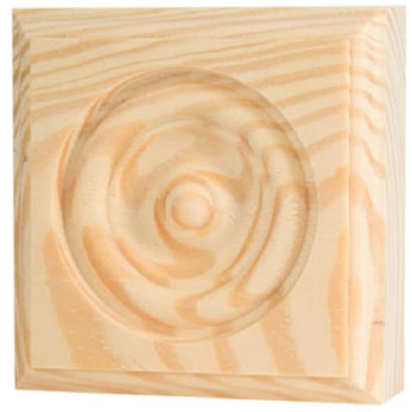 Vortex RTB-35 3.75 x 3.75 x 1 in. Rosette Trim Pine Block Moulding - VO2501963