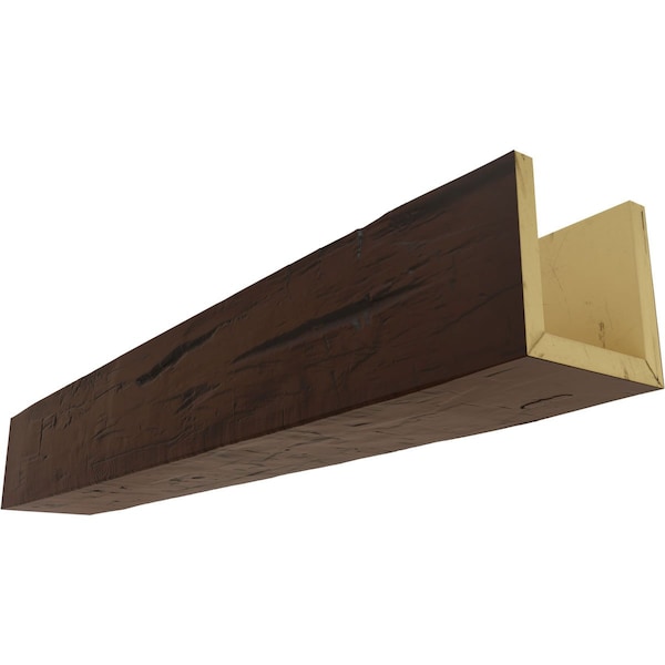 Ekena Millwork 3-Sided (U-beam) Hand Hewn Endurathane Faux Wood Ceiling Beam, Premium Hickory, 10"W x 10"H  x 24'L - BMHH3C0100X100X288ZH
