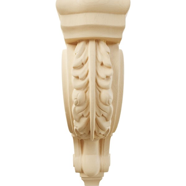 Ekena Millwork 3"W x 7 3/4"D x 10"H Small Hudson Acanthus Wood Corbel, Maple - CORW03X08X10HDMA