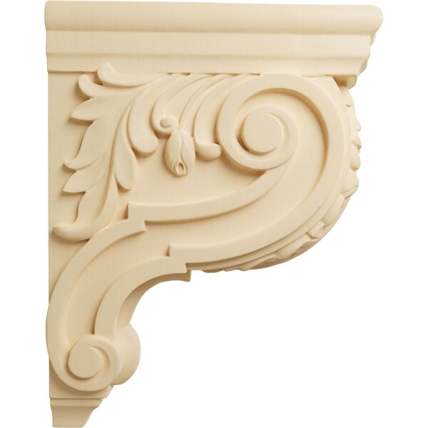 Ekena Millwork 3"W x 7 3/4"D x 10"H Small Hudson Acanthus Wood Corbel, Maple - CORW03X08X10HDMA