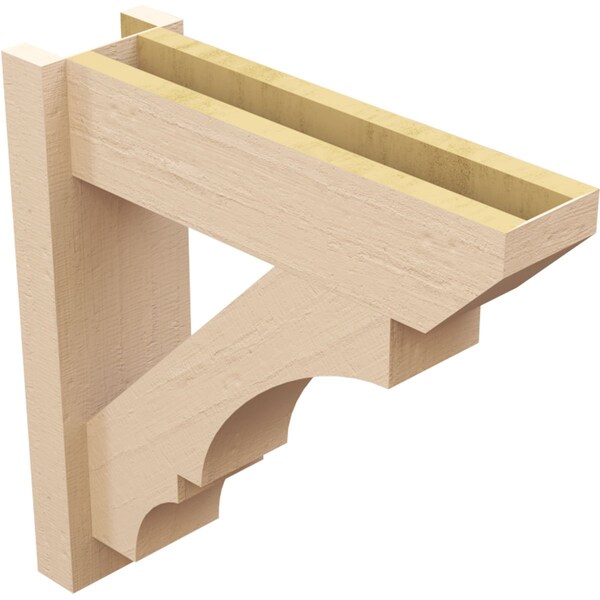 Ekena Millwork 6-in W x 20-in D x 20-in H Balboa Slat Rough Cedar Woodgrain TimberThane Outlooker, Primed Tan - OUTUR060X20X20BOA24RCPR
