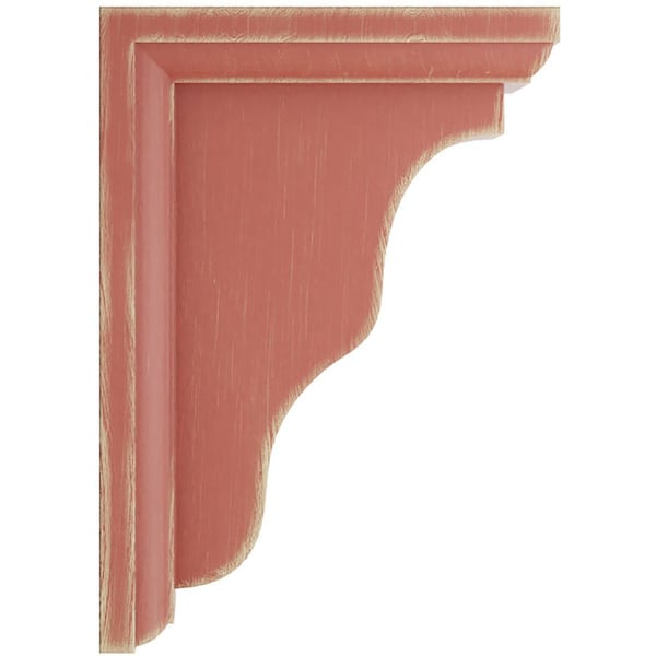 Ekena Millwork 2 1/4"W x 5"D x 7"H Hamilton Traditional Wood Vintage Decor Bracket, Salvage Red - BKTWD02X05X07HARD
