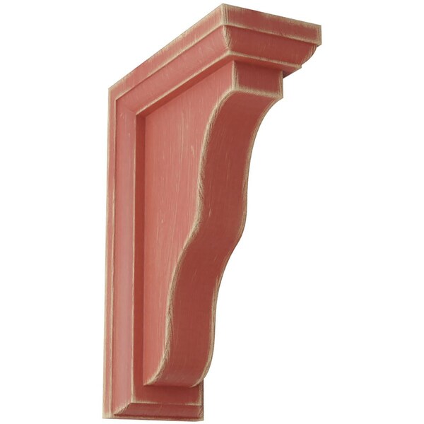 Ekena Millwork 2 1/4"W x 5"D x 7"H Hamilton Traditional Wood Vintage Decor Bracket, Salvage Red - BKTWD02X05X07HARD