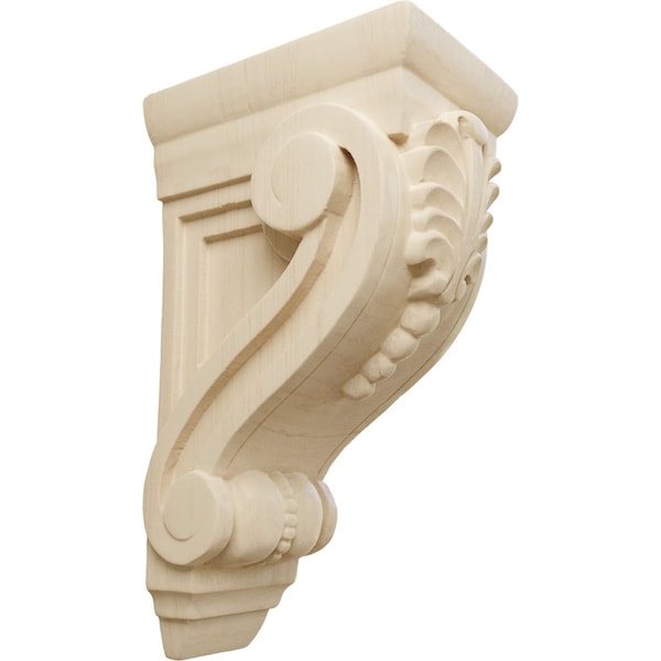 Ekena Millwork 2 5/8"W x 3 3/4"D x 6 5/8"H Small Fig Leaf Corbel, Rubberwood - COR02X03X06FIRW