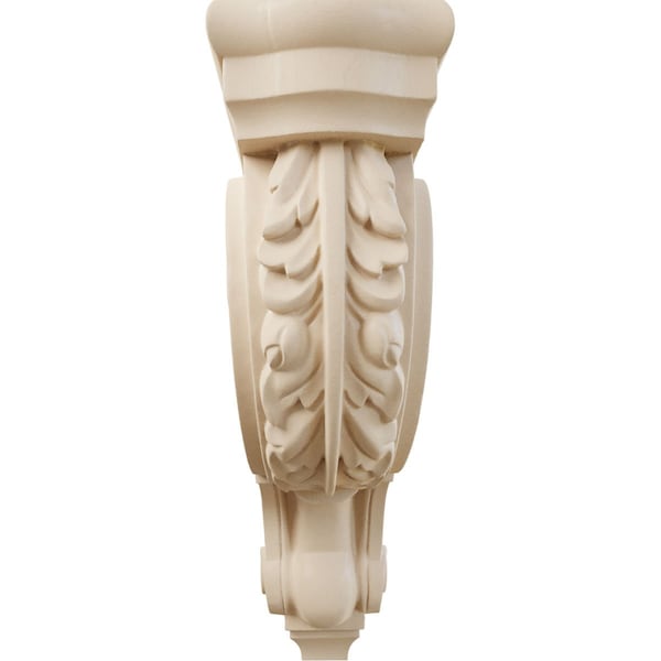 Ekena Millwork 4"W x 10 1/2"D x 14"H Large Hudson Acanthus Wood Corbel, Alder - CORW04X11X14HDAL